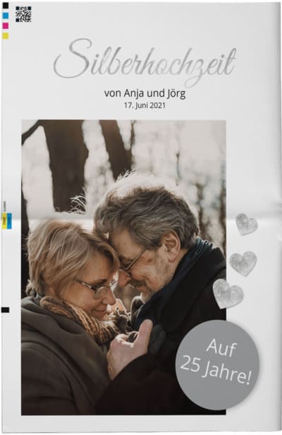 Silberhochzeitszeitung mit Online-Vorlage gestalten